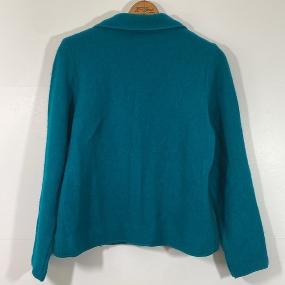 Jane Ashley Wool Blend Turquoise Cardigan Sweater Blazer Size L - Picture 3 of 5
